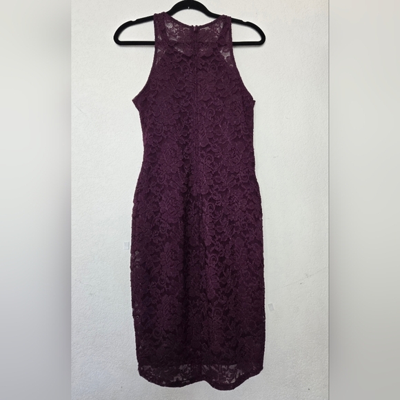 Scala Lace Halter Midi Dress in Rich Purple. Size M - Picture 10 of 11